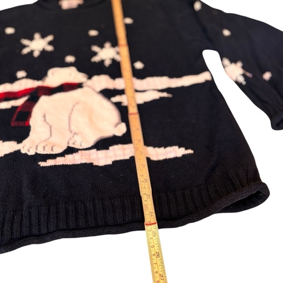 Timberlea Polar Bear Snowflake Sweater Black Red Scarf Vintage XL in GUC - Picture 6 of 8